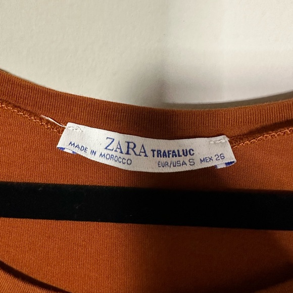 Zara Brown Orange Cropped Tee Size S - Picture 3 of 3